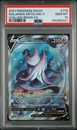 Pokemon Card Galarian Articuno V 170/198 PSA 10 Chilling Reign - Image 1