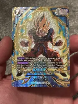 Bandai Dragon Ball Super Card Game Son Goku FS12-07 Gold Bonus Pack SR Alt Art - Image 1