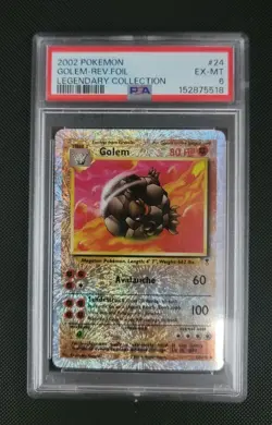 2002 POKEMON LEGENDARY COLLECTION #24 GOLEM REVERSE FOIL PSA 6 - Image 1