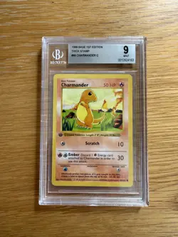 Pokemon BGS 9 Charmander 1st Edition Shadowless Base Set Card 46/102 Thick Stamp - Image 1
