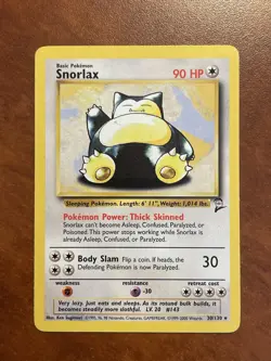 Pokemon-Snorlax-Base Set 2 30/130-Rare-LP - Image 1