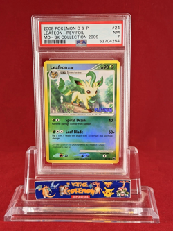 2008 POKEMON LEAFEON Platinum Stamped Reverse Foil Card 24 PSA 7 Diamon Pearl BK - Image 1