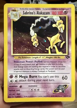 POKEMON SABRINA'S ALAKAZAM HOLO RARE 16/132 GYM HEROES (LP/MP) - Image 1