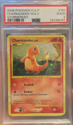Pokemon Charmander 101/100 Stormfront Secret Rare PSA 2 pop 2. Tail swirl - Image 1