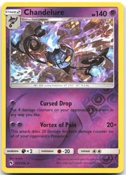 Chandelure 103/214 Holo Rare Lost Thunder Pokemon Reverse Holo Near Mint - Image 1