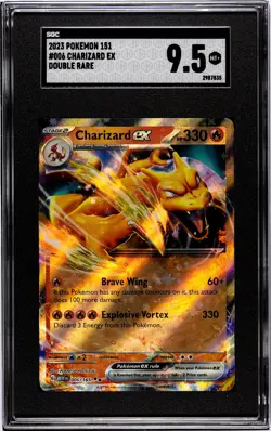 Charizard EX Pokemon 2023 151 Double Rare 006/165 SGC 9.5 MT+ - Image 1