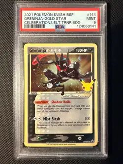 2021 Pokemon Celebrations ETB Greninja Gold Star 144 PSA 9 MINT - Image 1