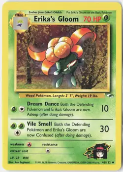 Erika's Gloom 46/132 Uncommon Gym Heroes Pokemon Unlimited LP/MP - Image 1