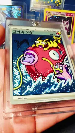 Hand Drawn Magikarp Surfboard on Holo Energy Pokemon card by : Potato - Image 2