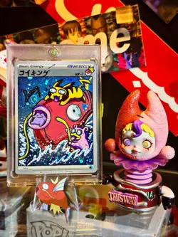 Hand Drawn Magikarp Surfboard on Holo Energy Pokemon card by : Potato - Image 3