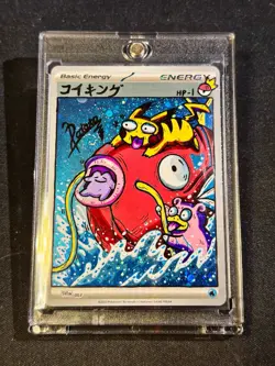 Hand Drawn Magikarp Surfboard on Holo Energy Pokemon card by : Potato - Image 4
