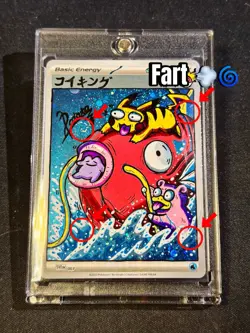 Hand Drawn Magikarp Surfboard on Holo Energy Pokemon card by : Potato - Image 5