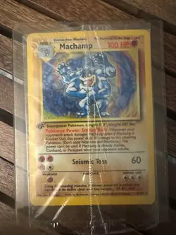 Machamp 8/102 1st Edition Sealed Holo Pokemon card Factory Cellophane - Image 1