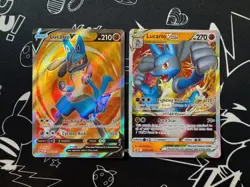 Lucario V SWSH 213 + Lucario V Star SWSH 214 Pokemon Sword & Shield Promo Cards - Image 1