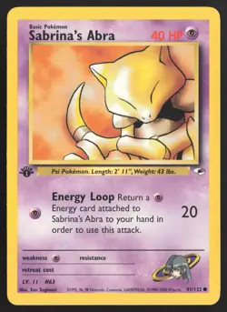 Sabrina's Abra 91/132 | 1st Edition Gym Heroes | Pokemon NM - Image 1