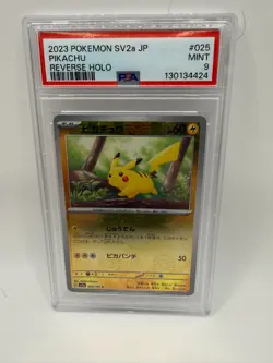 Pokemon PSA 9 Pikachu Reverse Holo 025/165 sv2a 151 Japanese - Image 1