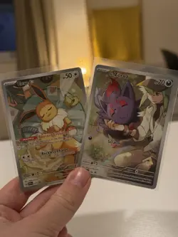 Pokemon TCG Eevee SVP 173 Promo + N’s Zorua SVP 189 Promo Near Mint - Image 1