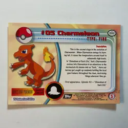 Charmeleon #5 1999 Topps Tv Animation Topps Chrome Pokemon Card - Image 2