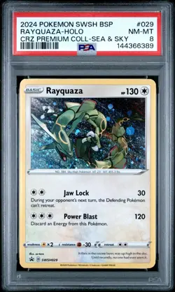 2024 Pokemon SWSH Black Star Promo #029 Rayquaza Cosmos Holo - Sea & Sky - PSA 8 - Image 1