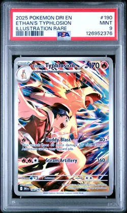 2025 POKEMON DRI EN-DESTINED RIVALS ILLUSTRATION RARE ETHAN'S TYPHLOSION PSA 9 - Image 1