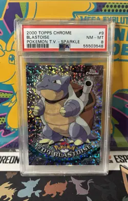 PSA 8 Blastoise 2000 Topps Chrome Pokemon T.V. Sparkle #9 NM-MT - Image 1