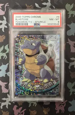 PSA 8 Blastoise 2000 Topps Chrome Pokemon T.V. Sparkle #9 NM-MT - Image 3