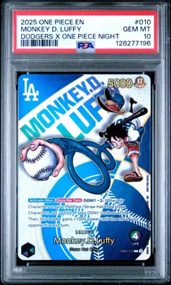 [PSA 10] Monkey D Luffy EB02-010 Dodgers X ONE PIECE Night Promo English - Image 1