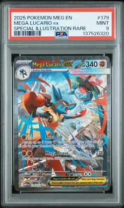 2025 POKEMON MEG EN-MEGA EVOLUTION 179 MEGA LUCARIO EX SIR PSA 9 - Image 1