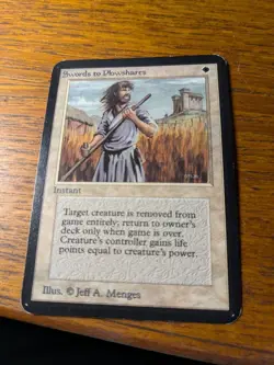 ALPHA MTG card Swords to Plowshares Moderately Played Magic MTG 1993 - Image 2