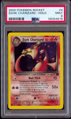 Dark Charizard Holo 4/82 PSA 9 Rocket Pokemon Card Game - Image 1