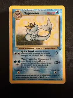 Pokemon Vaporeon Jungle Holo Rare 80 HP Card 12/64 Unlimited 1999 English - Image 3