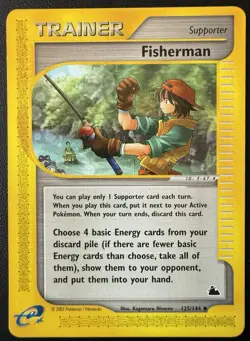 Pokemon Card Fisherman 125/144 Skyridge Set Non Holo Trainer WOTC Near Mint - Image 1