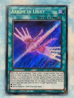 YUGIOH ARRIVE IN LIGHT SECRET RARE 1ST NEAR MINT DAMA-EN050 - Image 1