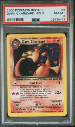 2000 Dark Charizard HOLO SWIRL 🌀 PSA 8 4/82 Team Rocket Pokemon WOTC TCG - Image 1