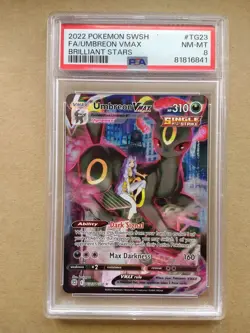 2021 POKEMON JPN SWORD & SHIELD VMAX CLIMAX #245 FULL ART/UMBREON VMAX PSA 8 - Image 1