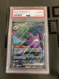 2025 POKEMON DRI EN-DESTINED RIVALS ULTRA RARE TEAM ROCKET'S CROBAT EX PSA 10 - Image 1