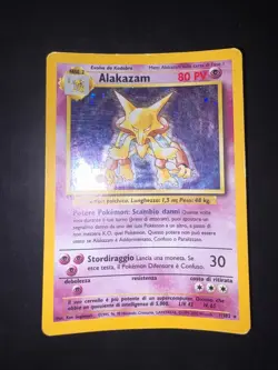 Pokemon Alakazam 1/102 Set Base Rara Holo Unlimited Wizards ITA Carte Vintage - Image 1
