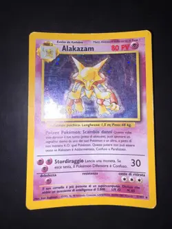 Pokemon Alakazam 1/102 Set Base Rara Holo Unlimited Wizards ITA Carte Vintage - Image 2