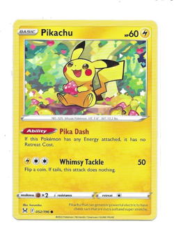 Pikachu 052/196 Common Lost Origin Pokemon Near Mint - Image 1