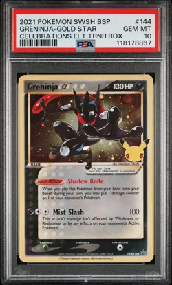 2021 POKEMON SWSH BLACK STAR PROMO #144 GRENINJA-GOLD STAR PSA 10 - Image 1