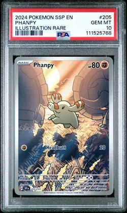 2024 POKEMON SSP EN-SURGING SPARKS ILLUSTRATION RARE #205 PHANPY PSA 10 - Image 1