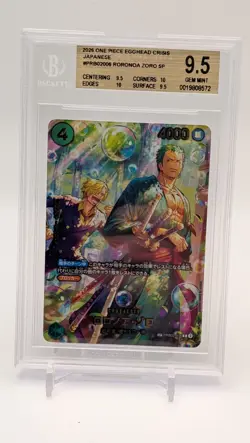 One Piece CCG Roronoa Zoro PRB02-006 SP Holo The Azure Sea's Seven BGS 9.5 - Image 1