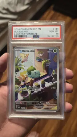 Pokemon TCG Bulbasaur Stellar Crown Illustration Holo Card 143/142 PSA 10 - Image 1