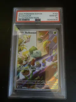 Pokemon TCG Bulbasaur Stellar Crown Illustration Holo Card 143/142 PSA 10 - Image 1