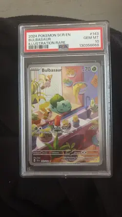 Pokemon TCG Bulbasaur Stellar Crown Illustration Holo Card 143/142 PSA 10 - Image 1