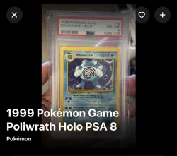 1999 Pokemon TCG Poliwrath Base Set Holo Unlimited Rare Card 13/102 NM PSA 8 - Image 1