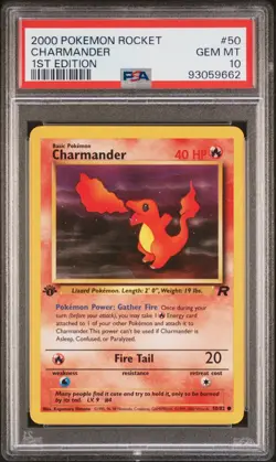 PSA 10 Charmander 1st Edition #50 Pokemon Rocket 2000 WOTC - Image 1