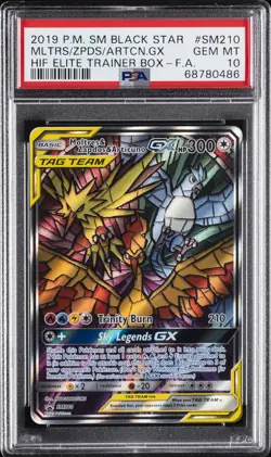 2019 POKEMON SM BLACK STAR PROMO FULL ART/MOLTRES & ZAPDOS & ARTICUNO GX PSA 10 - Image 1