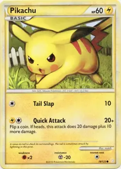 Pikachu - 78/123 - Pokemon Heart Gold Soul Silver Card VLP Very Light Play - Image 1