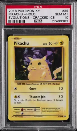 2016 POKEMON XY EVOLUTIONS CRACKED ICE #35 PIKACHU-HOLO PSA 10 - Image 1